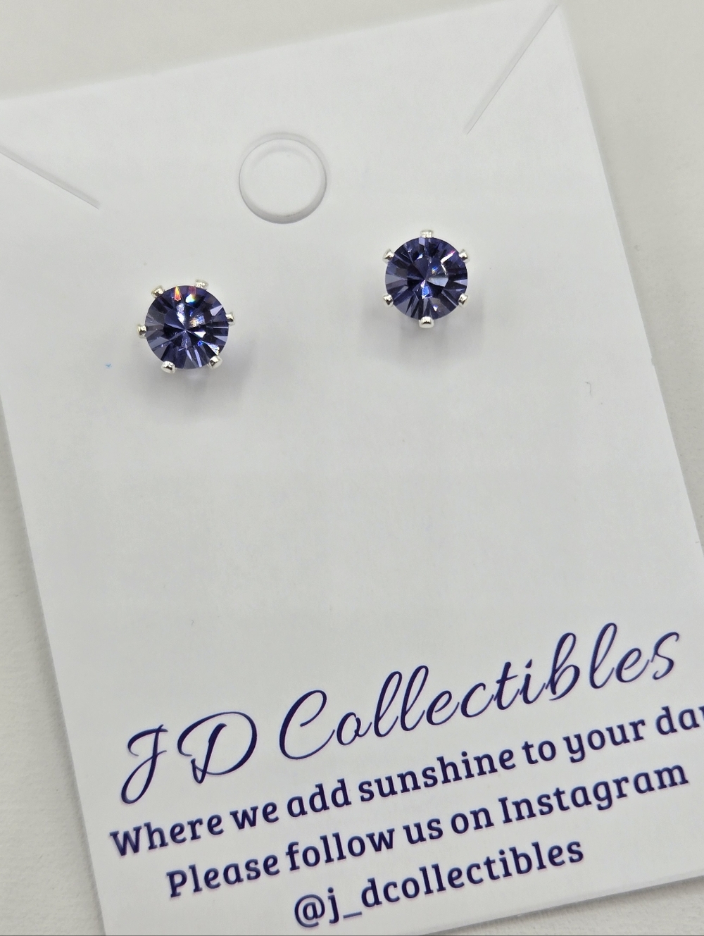 Swarovski Crystal Elements Stud Earrings Round Tanzanite Purple 1 Carat Wedding